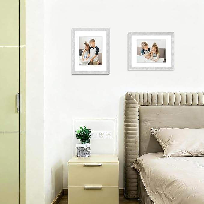 Picrit 11x14 Picture Frame Set of 12, Display 8x10 with Mat or 11x14 without Mat, Photo Frames for Wall Mounting or Table Top Display, Silver