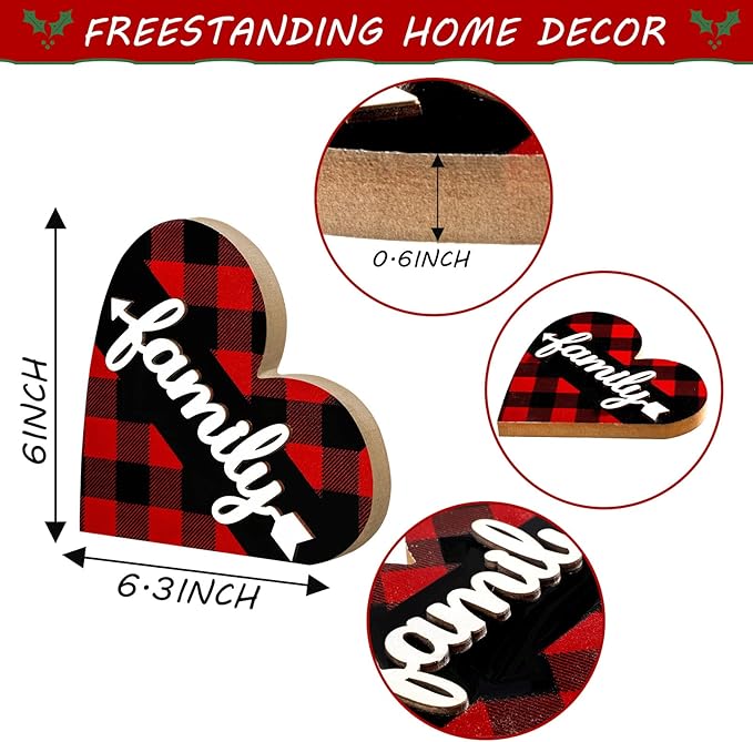 Jetec 2 Pcs Rustic Wooden Heart Table Decor, Daisy Farmhouse Home Decor, Bless This Home & Be Kind Sign for Living Room, Dining Room, Shelf & Mantel, Ideal Housewarming & Birthday Gift(Stylish Style)