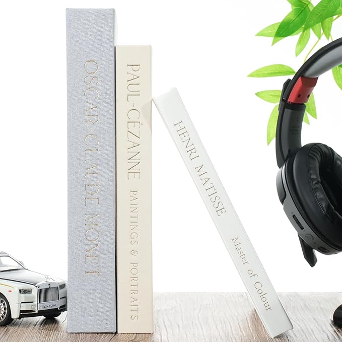 Set of 3 Decorative Books for Home Decor - Vintage Fake Books for Decoration, Mini Aesthetic Book Set for Coffee Table, Shelf & Decorative Boxes(grey)