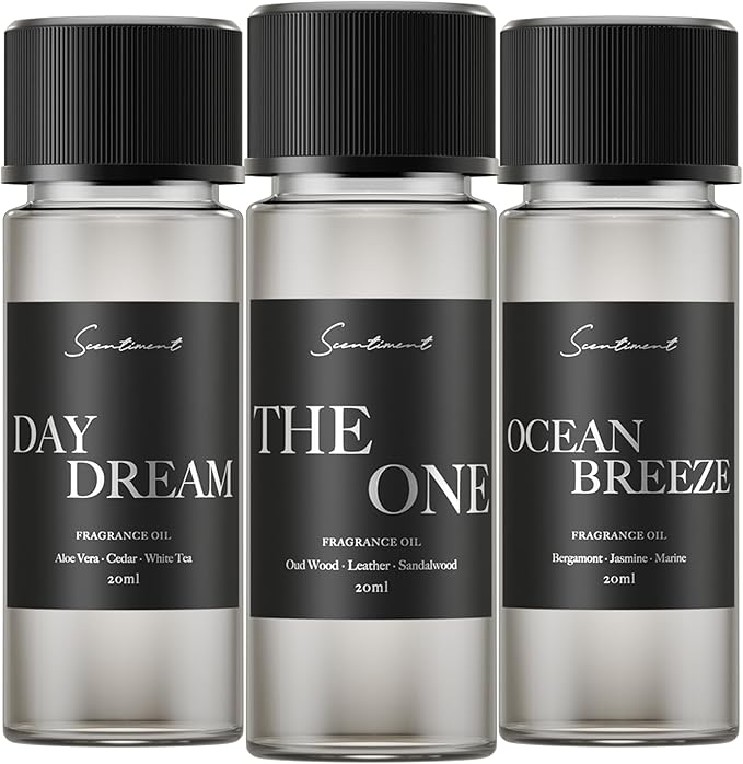 Scentiment Hotel Scents Discovery Set – Day Dream, The One & Ocean Breeze | Fresh, Woody & Marine Fragrance Oils | Luxury Home Scent Kit for Cold Air Diffusers (3 x 20 mL)