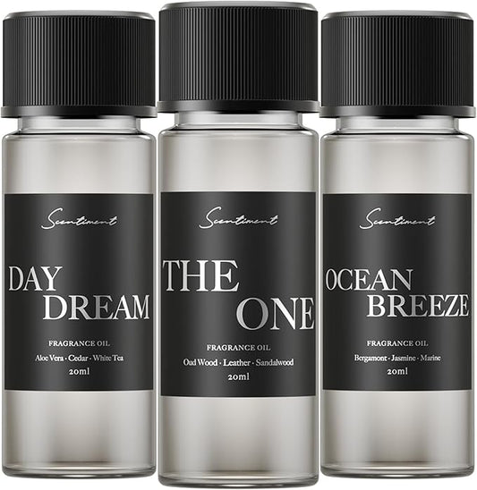 Scentiment Hotel Scents Discovery Set – Day Dream, The One & Ocean Breeze | Fresh, Woody & Marine Fragrance Oils | Luxury Home Scent Kit for Cold Air Diffusers (3 x 20 mL)