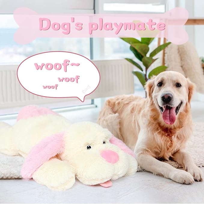 MorisMos Giant Dog Stuffed Animals, 31inch Large Stuffed Dog Plush Soft Big Puppy Pillow Gifts for Kids, Teens, Girls, Pink