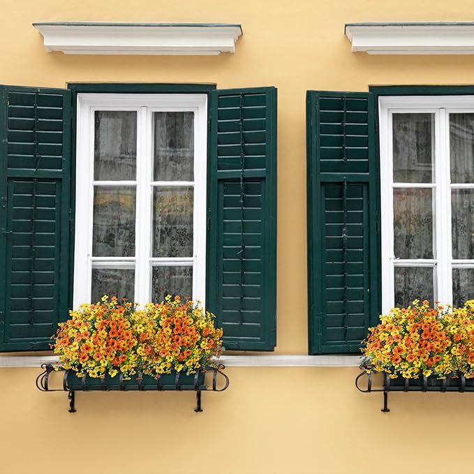 ZFProcess Artificial Flowers Faux Plants Outdoor Fake Flowers Spring Decor,12 Bundles Realistic Plastic Plant Colorful Daisy UV Resistant for Porch Patio Home Yard Garden Window Box Pot Planters