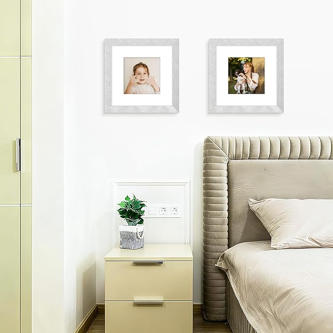 Picrit 12x12 Picture Frame Set of 12, Display 8x8 with Mat or 12 x 12 without Mat, Photo Frames for Wall Mounting Display, Silver