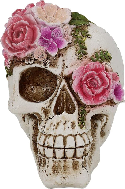 Resin Skull Head Decor Statue, Life Size Skull Halloween Decoration Home Decor Party Decorations,Skull Collectible Figurines,Adult Head Bone Model,Halloween Statue