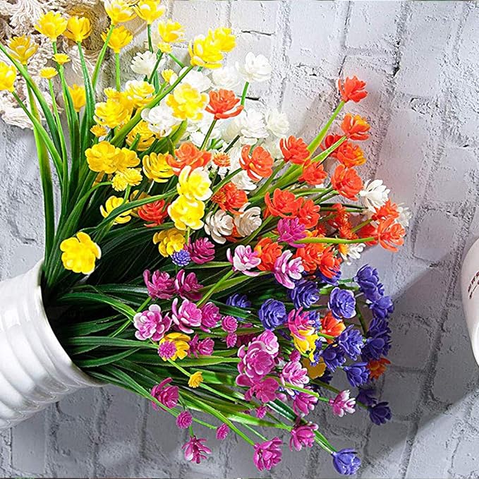 Grunyia 10 Bundles Artificial Daffodil Outdoors Flowers (Orange)