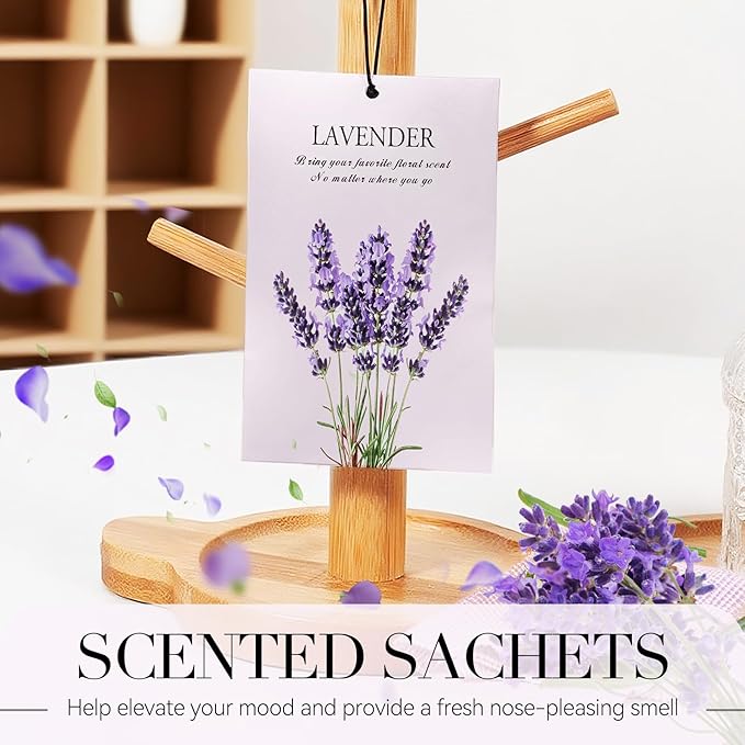 Lavender Scented Sachet Bags - 12 Pack Drawer & Closet Freshener, Long Lasting Odor Eliminator for Wardrobes, Cars & Storage, Home Fragrance Air Freshener Sachets