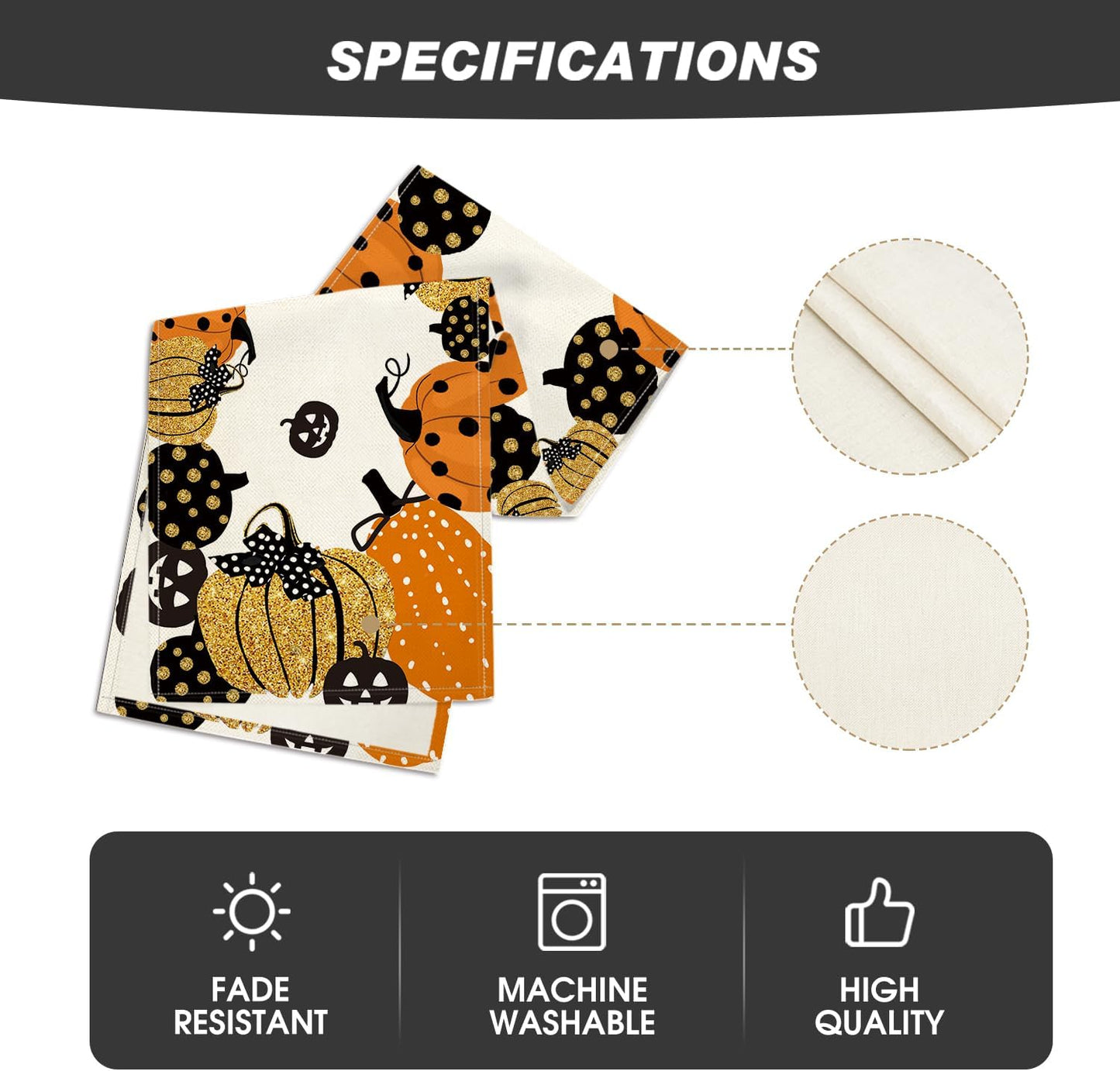 Artoid Mode Polka Dot Halloween Jack-O-Lantern Pumpkin 2PCS Table Runner, Holiday Kitchen Dining Table Decoration Home Party Decor 13x72 Inch