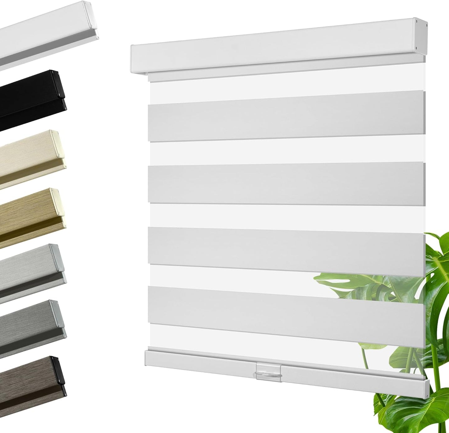 Cordless Zebra Blinds for Windows, Blackout Interior Blinds,Easy to Install,UV Protection,for Offices and Home,Custom Roller Shades, Solid White, 54" W x 88" H