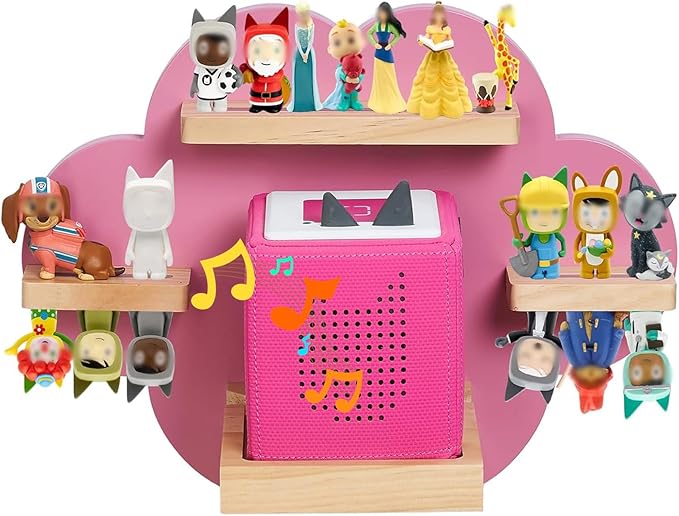 for Toines Box Shelf, for TonieBox 2/1 Cloud Tonie Shelf Magnetic Pink Tonies Display 12-20 Characters Compatible with Toniebox Player Storage Rack for Kids Play Room