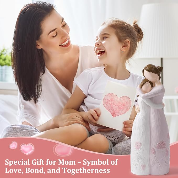 Mother Daughter Hug Figurine – Handcrafted Resin Collectible Figurines Home Decor, Sentimental Gift for Mom Birthday, Mother’s Day, Thanksgiving, Christmas, Purple