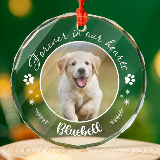 Personalized Pet Photo Ornaments, Dog Cat Custom Crystal Ornaments with Pictures for Pet Owner, Glass Hanging Ornaments Gifts for Children Puppy, Personalized Decorative Hanging Ornaments