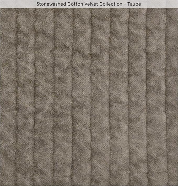 HiEnd Accents Stonewashed Velvet Quilted Euro Sham, 27x27 inch, Taupe Solid Color, Classic Traditional Rustic Style Luxury Bedding
