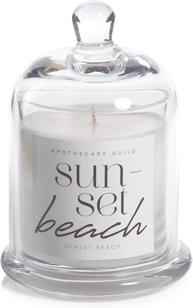Zodax Sunset Beach Apothecary Guild 10 Ounce Scented Jar Candle with Dome