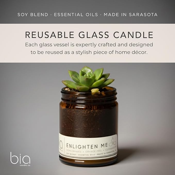 Enlighten Me, Pineapple Pomegranate Cedar Soy Candle, Vanilla Orange, Perfume-Inspired, Hand Poured USA, High Fragrance Load, Lead-Free Wick, Mood Lifting Candle, 7 oz