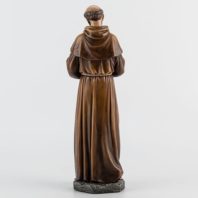 BC Catholic Saint Francis of Assisi Statue, 14.5" H St Francis Patron Saint of Animals, Garden Figure, Religious Gift, Inspirational Home décor, Renaissance Sculpture Handmade by Buildclassic