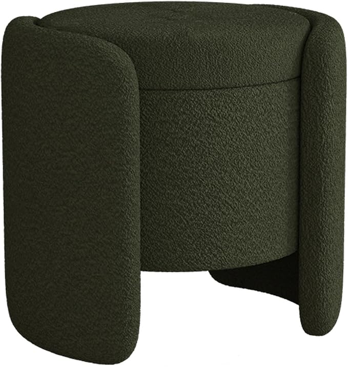 Modern Boucle Upholstered Ottoman Storage Makeup Vanity Stool,Nebula Upholstered Teddy Fabric with Lid Storage Sofa Chair,Round Armless Deluxe Pouf Ottoman for Living Room,Hotel,Bedroom Leisure Chair