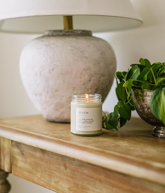 Brooklyn Candle Studio Tulum Jar Candle - Luxury Scented Candle, Vegan Soy Wax, Hand Poured in The USA, 50 Hour Slow Burn Time - 7.5oz
