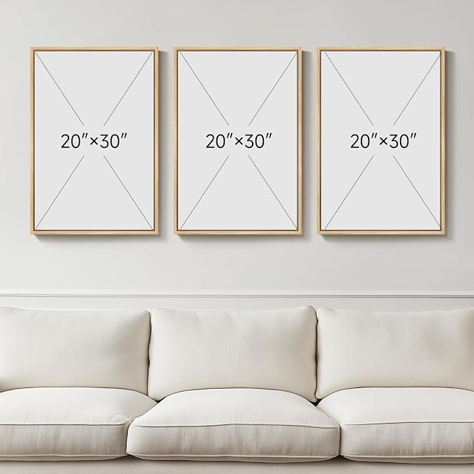 Framed Large Matisse Wall Art for Living Room, 3 Piece Vintage Sage Green Canvas Artwork for Walls, Botanical Floral Prints for Bedroom, Hallway, Home Office Decor, Total Size 30x60 Inches