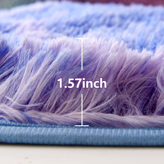 A Nice Night Shaggy Fluffy Faux Fur Area Rug,Soft, Luxurious Shag Carpet Rugs for Nursery Rug, Bedroom, Living Room, Luxury Bed Side Plush Carpets, Rectangle (Light Purple, 6'x9')