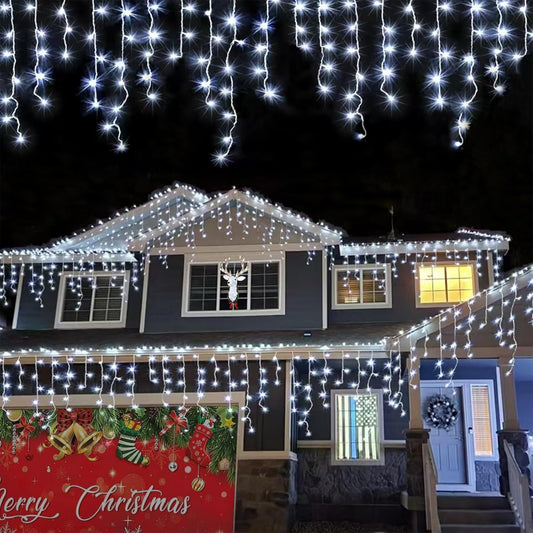 YEGUO 66ft 800 LED Icicle Lights Outdoor Waterproof, 160 Drops Icicle Christmas Light Connectable, 8 Modes White Icicle Xmas Lights with Timer Memory