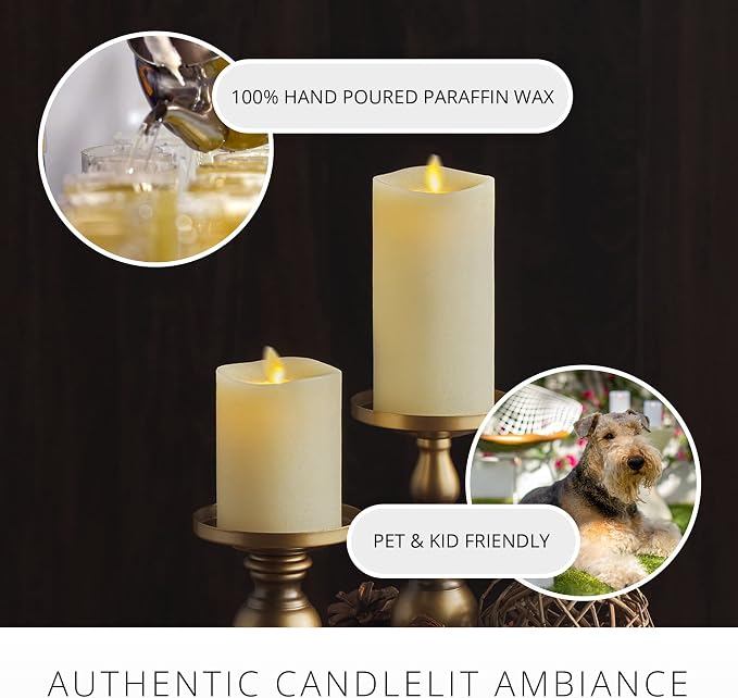 Luminara - Flameless LED Battery Operated Flickering Pillar Candles - Ivory - Pack of 1-3x4.5 - Realistic Moving Flame Real Wax Indoor/Outdoor Decor