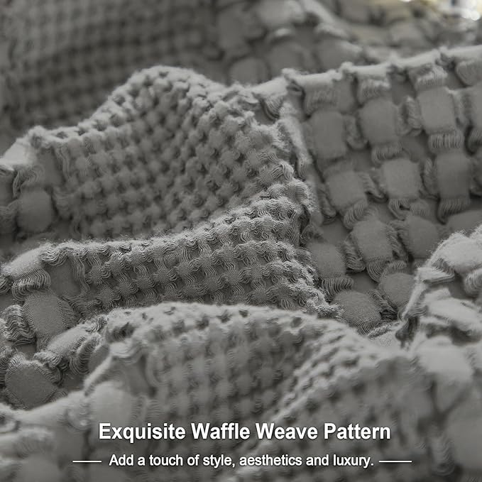 PHF 100% Cotton Waffle Weave Pillow Covers 24" x 24", 2 Pack Luxury Square Shell for Elegant Home Decor, No Filling, Luxury Aesthetic Soft Pillow Covers for Bed, Dark Grey