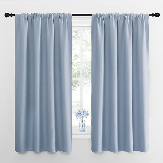 NICETOWN RV Blackout Curtains for Camper Windows, Vintage Blue, 29" Wide by 50" Long, 2 PCs, Short Blackout Curtains & Drapes, Thermal Insulated Blackout Curtain Panels for Kids Room, Play Room