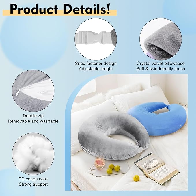 vamorry Gaming Pillow Arm Support Pillow for Bed & Sofa: Ergonomic U-Shaped Lap Pillow with Elbow Rest for Adults & Kids - Reduces Arm Pain & Fatigue During Gaming, Reading, Working & Crocheting