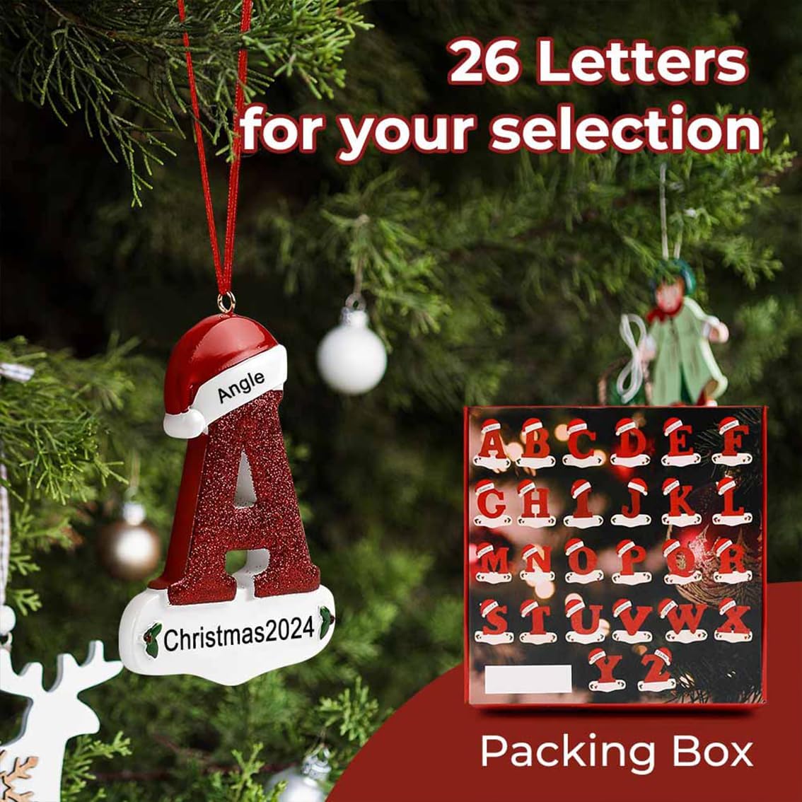 Personalized Christmas Ornaments - Custom Picture & Text Ornaments for Christmas 2024, Baby's 1st Christmas Ornament with Picture for Xmas Tree Custom Gifts for Family, Mom, Dad, Friend (A-Z)