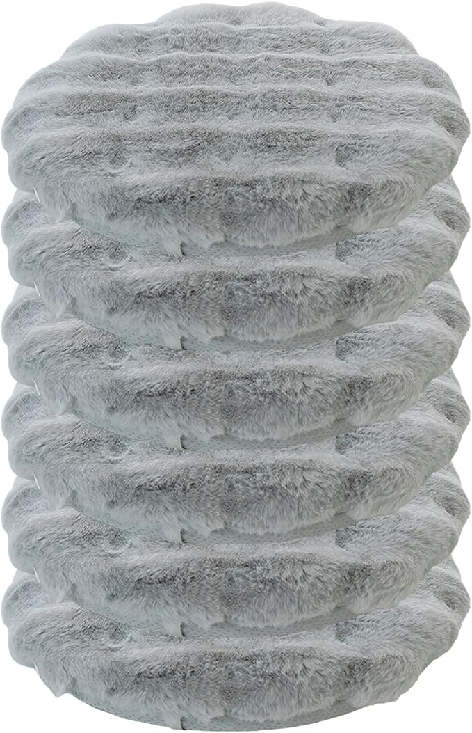Lifup 6 Pack Round Chair Pads Memory Foam Seat Cushion Soft Cozy Plush Non Slip Thick Pad with Ties and Removable Cover for Dining Room, Office Grey 18 x 18 Inch
