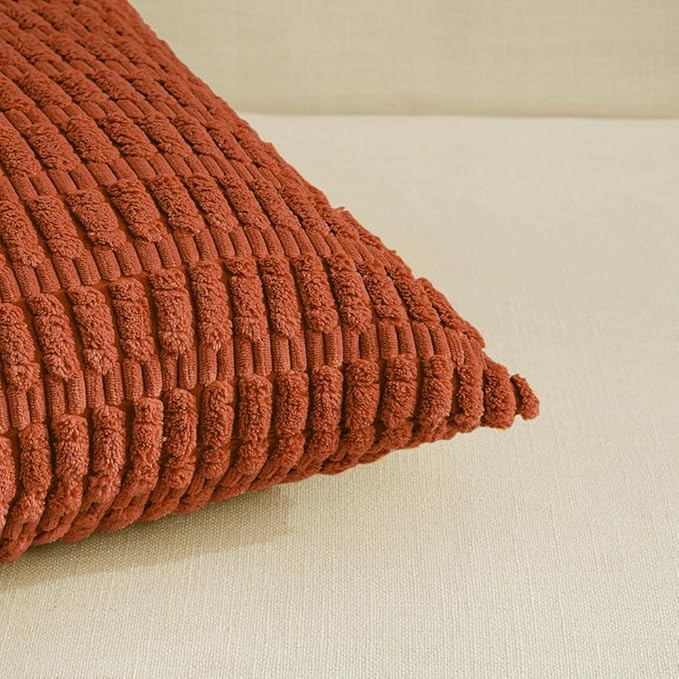 Fancy Homi 4 Packs Decorative Throw Pillow Covers for Living Room Couch Bed, Modern Farmhouse Boho Home Décor Accent Cushion Case, 24" x 16" (Pack of 4), Burnt Orange