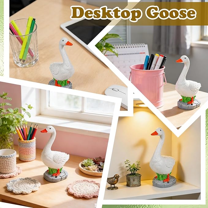 Exasinine Desk Goose Figurine 7 Inch Desk Goose Statue for Office Table Decor Home Decoration
