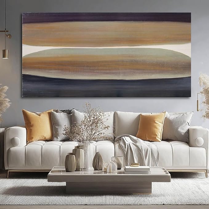 Brown and Black Abstract Wall Art – Large Framed Colorful Canvas Prints for Office, Living Room, or Bedroom Wall Decor, 24" x 48"