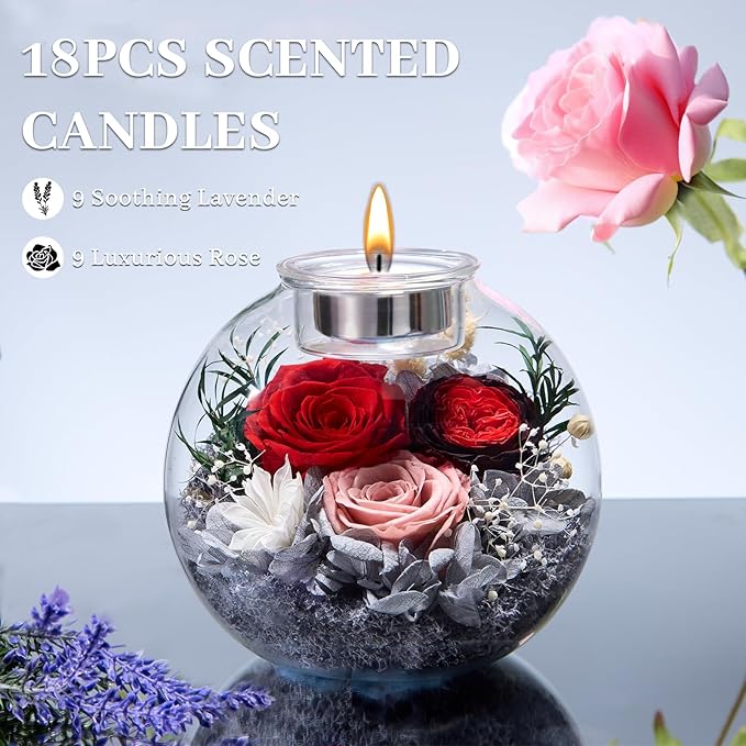 Mothers Day Rose Gifts for Mom Birthday Gift for Women Flowers for Delivery Preserved Flowers Forever Eternal Rose in Glass Dome Mothers Day Flower Gifts for Wife Grandma Sister from Daughter Red Gray