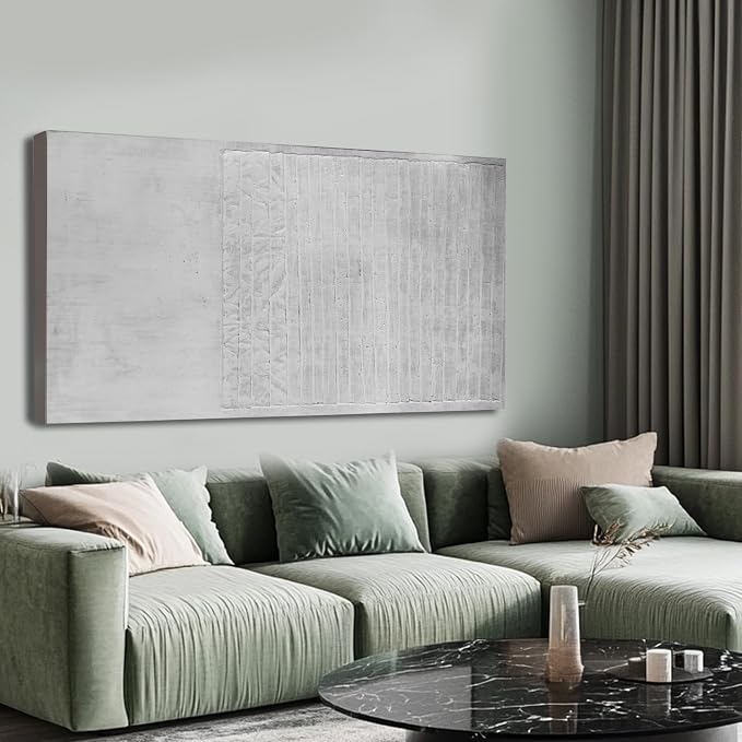 ZUNARE Vertical Minimal Wall Art Soft Neutral Abstract Line Canvas Painting Contemporary Minimal Artwork for Living Room Bedroom Kitchen Space 32x48 inch