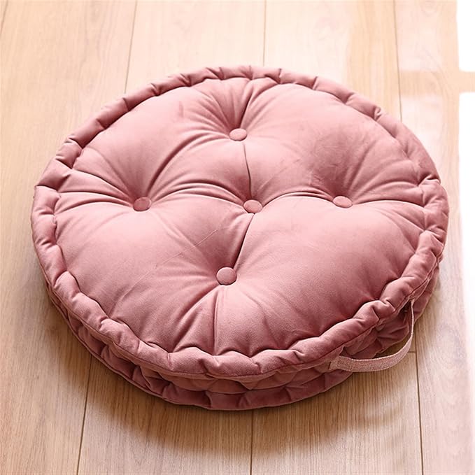 Lifup Large Round Floor Pillow Cushion for Adults, Tufted Plush Cushions with Handle for Classroom Balcony Tatami Living Room Yoga Seating Pink 20"