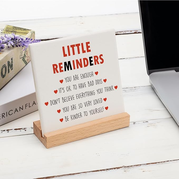 Inspirational Decor Motivational Christmas Gifts for women Friends, Positive Mental Health Gifts for Her Teenage Girls Boys You are Enough Encouragement Plaque Little Reminders for Office Home