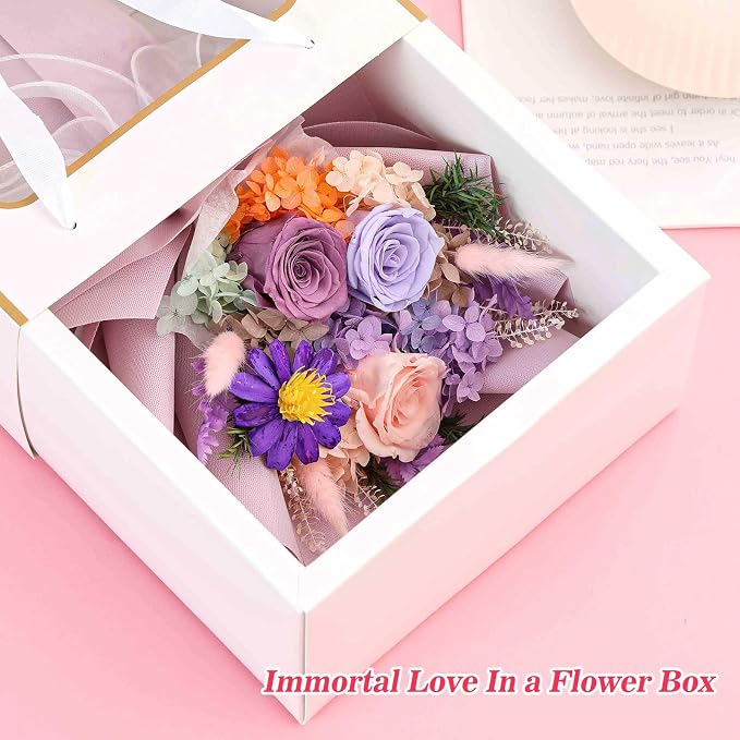 Jtoder Forever Flowers for Delivery, Preserved Flower Bouquets, Long Lasting Purple Roses, Gifts Bouquet for Mother Wife Girlfriend on Festivals Birthday Anniversary