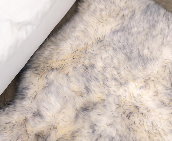 Sunshine Cowhides Sheepskin Rug - 100% Genuine Sheepskin Chair Throw Cover & Area Rugs for Living Room, Bedroom, Office Floor & Bathroom, Premium Decor for Aesthetic Living (Tipped Gray)