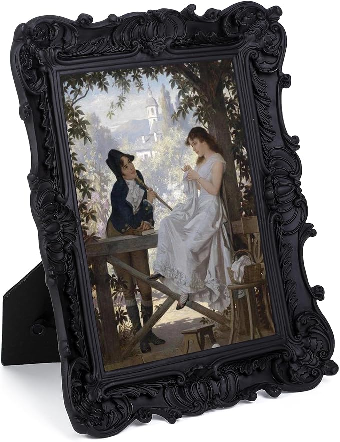 Antique Picture Frames 5x7 Vintage Victorian Ornate Picture Frames with Front Glass Wall Mount and Tabletop Gothic Home Decor Retro Gallery Wall Decor,1 Pack,Black
