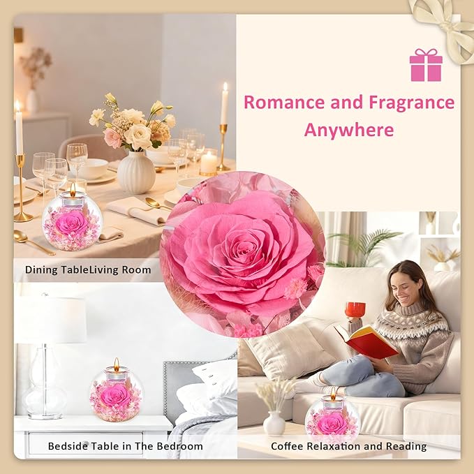 Mothers Day Rose Gifts for Mom Birthday Gift for Women Preserved Rose in Glass with 2 Fragrances Eternal Purple Roses Forever Flowers for Delivery Mothers Day Flower Gifts for Mom Grandma Wife Sister