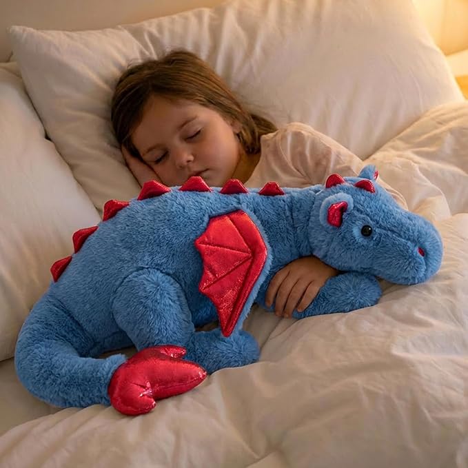 ARELUX Large 36in Cute Dragon Stuffed Animals Plush Toy Soft Blue Pterosaur Plushie Giant Fuzzy Dinosaur Pillow Plushies with Wings Cuddly for Friends Family Member