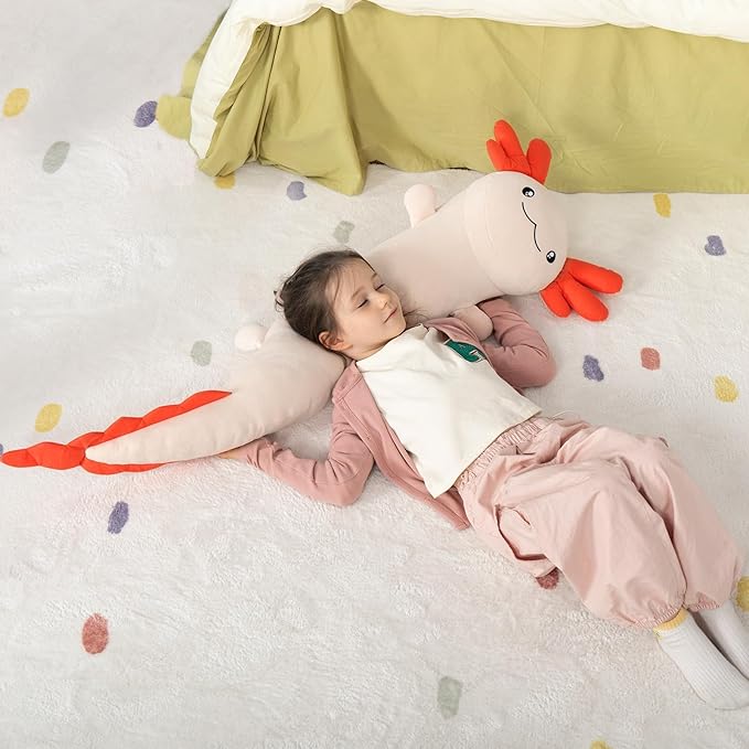 MaoGoLan Giant Axolotl Plush Toy Stuffed Animal, Huge Axolotl Body Pillow for Kids Girl Boy, Big Salamander Plush Glow in the Dark, Birthday Easter Baby Shower Party Gifts Decor Pink