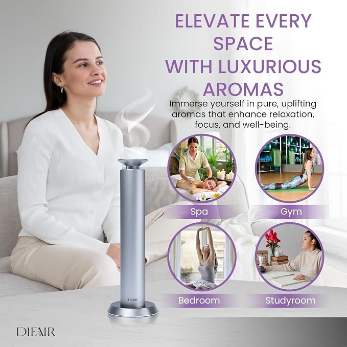 Diffuser Oil Machine, Rechargable Electric Diffuser, Aluminum Aromatherapy Diffusers for Home, Office, Spa, Cold Air Scent Diffuser, Hotel Collection Diffuser Design