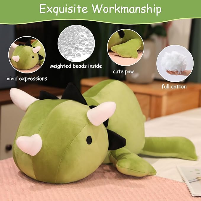 SQEQE Weighted Dinosaur Plush, Weighted Dinosaur Stuffed Animal, Dino Plushies Dino Pillow Toy Gift for Kids Adults 23.6 Inch, 3.1 Lbs
