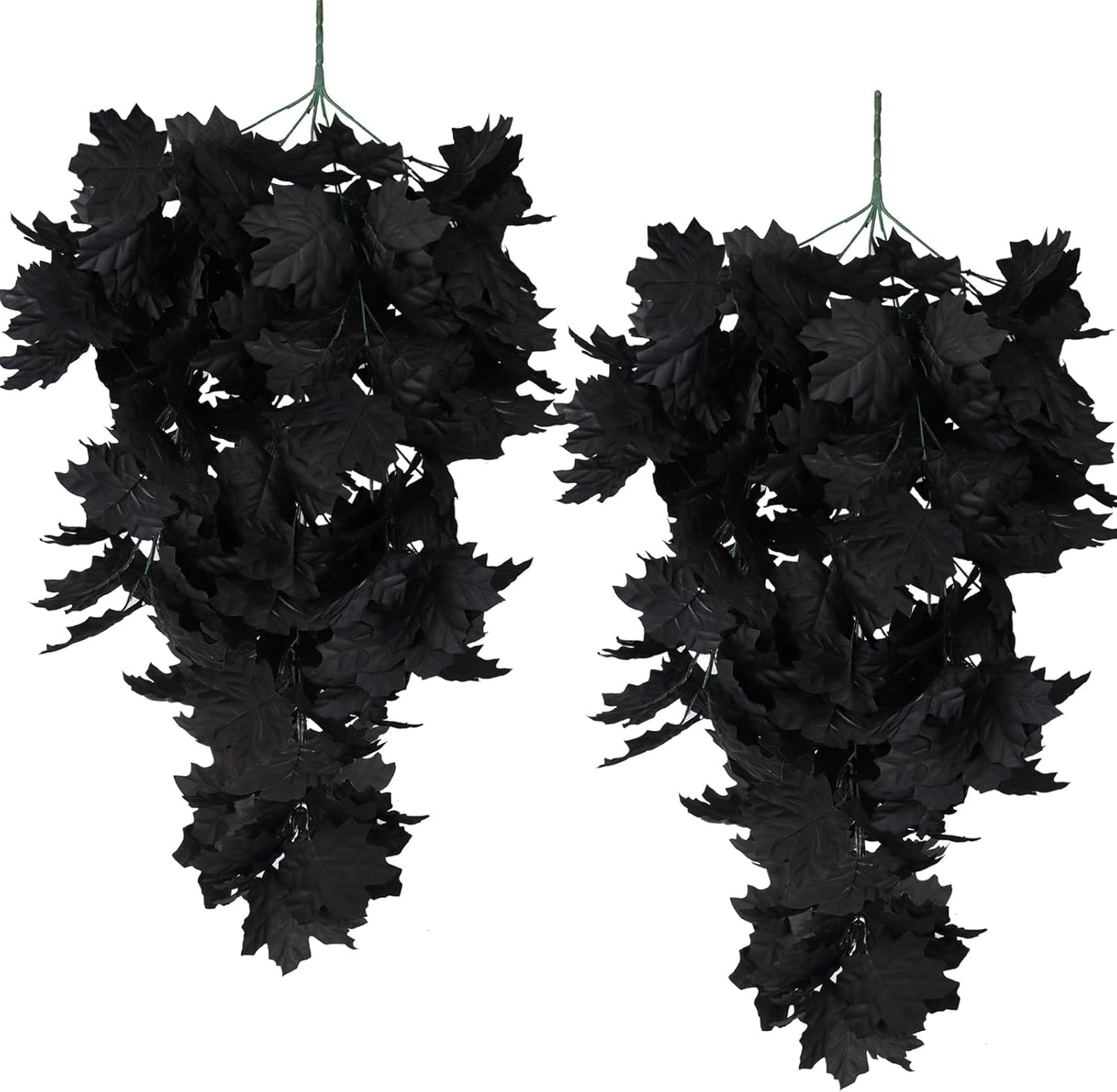 RECUTMS Black Maple Leaf Artificial Hanging Plants Fake Plants Faux Fall Leaves Halloween Faux Plants Autumn Leaves Artificial Wall Hanging Indoor Outdoor Halloween Decoration（Black）