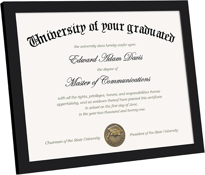 upsimples Certificate Frame with High Definition Glass, 8.5 by 11 Picture Diploma Document Frames for Wall and Tabletop, Black 5 Pack