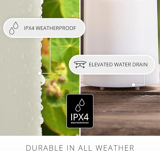 Luminara Outdoor Flameless LED Coloring Changing Candle Melted Edge 3.75" x 5.3" Real Moving Flame Battery Operated Timer Plastic Weather-Resistant