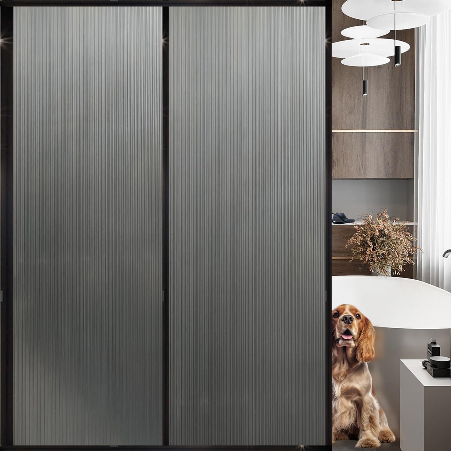 Frosted Glass Window Privacy Film Decorative, Bathroom Privacy Film for Glass Windows Cover, Static Cling, Removable, Reusable, Anti-UV, Anti-Glare, Heat Blocking,Changhong, 23.6X196.9Inch